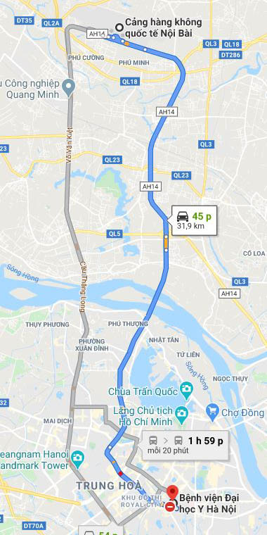 sân bay đến bệnh viện