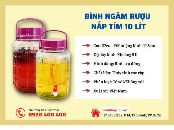 bình ngâm rượu sâm 10 lít