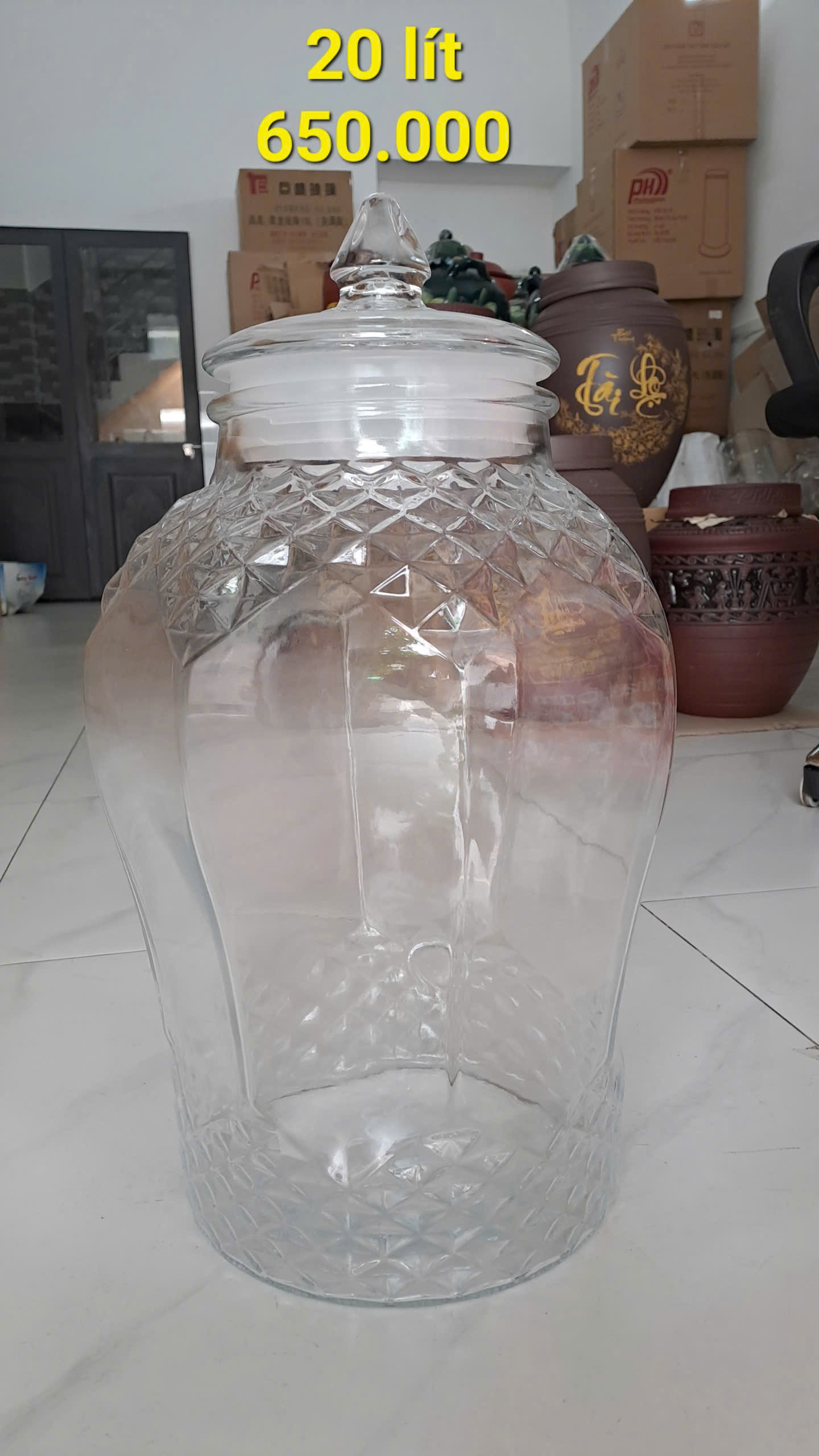 bình thủy tinh ngâm rượu 20l