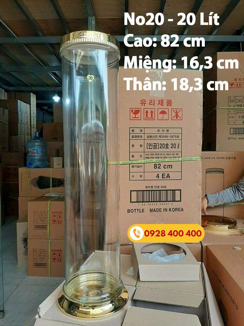 binh ngam ruou thuy tinh 20l