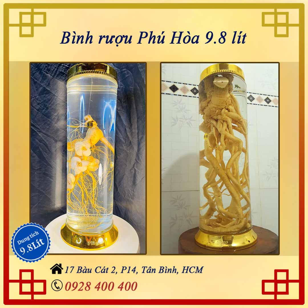 Bình thủy tinh phú hòa 9.8l