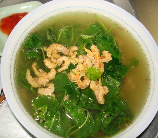 canh rau má tôm khô