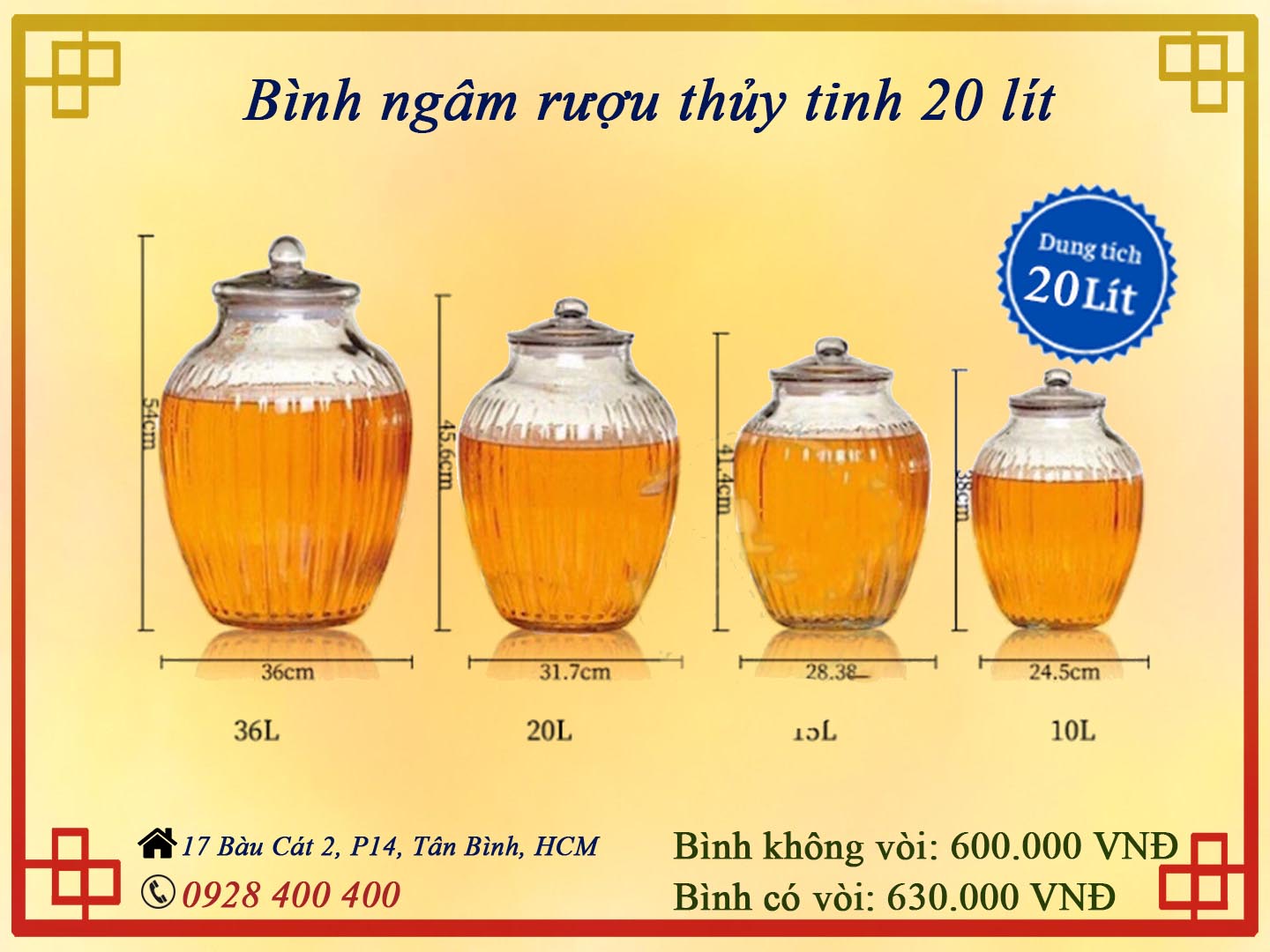 Giá bình thủy tinh ngâm rượu 20 lít