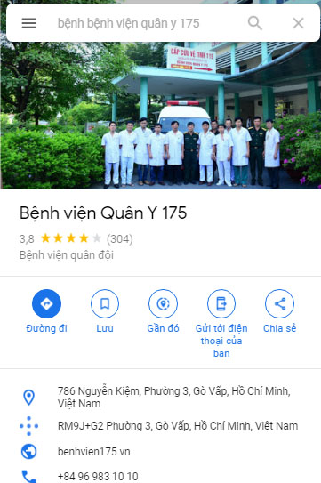 benh vien quan y 175 nam o dau